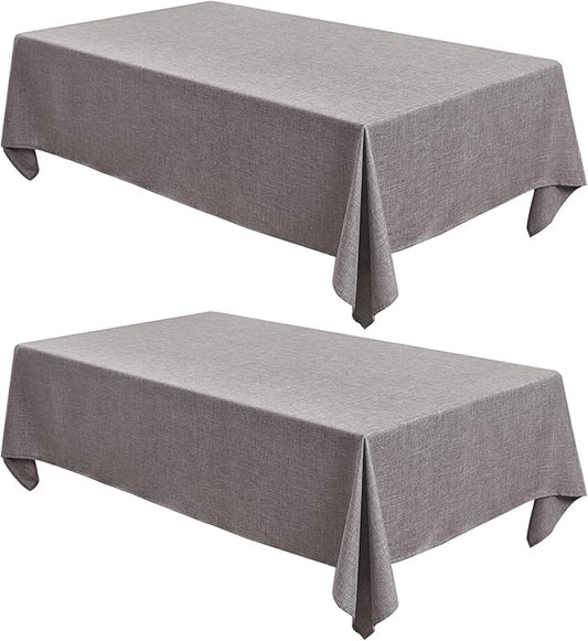 Fitable Textured Linen Tablecloths 2 Pack, Washable Fabric Rectangle Table Clothes for 6 Foot Tables, Rustic Holiday Table Covers for Kitchen Dining, Party, Farmhouse (Stone, 54 x 108 Inch)