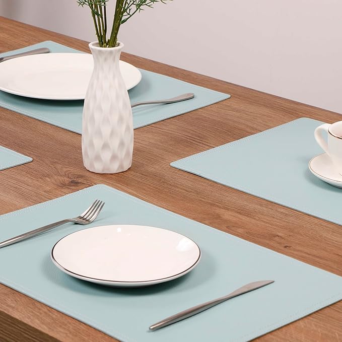 Set of 8 Faux Leather Placemats, PU Table Mats, Waterproof, Stain Resistant, Heat Resistant, Non-Slip Easy to Clean for Kitchen, Dining, Conference Tables