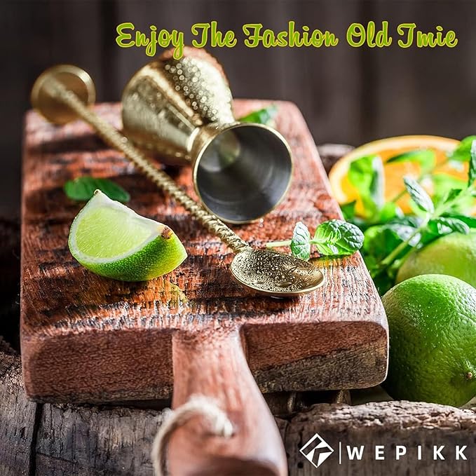 Stainless Steel Cocktail Shaker Set, 24oz/750ml Bartender Kit Includes Strainer and Stir Stick for Home, Bar, Party, Bar Accessories for The Home Bar Set (Gold)