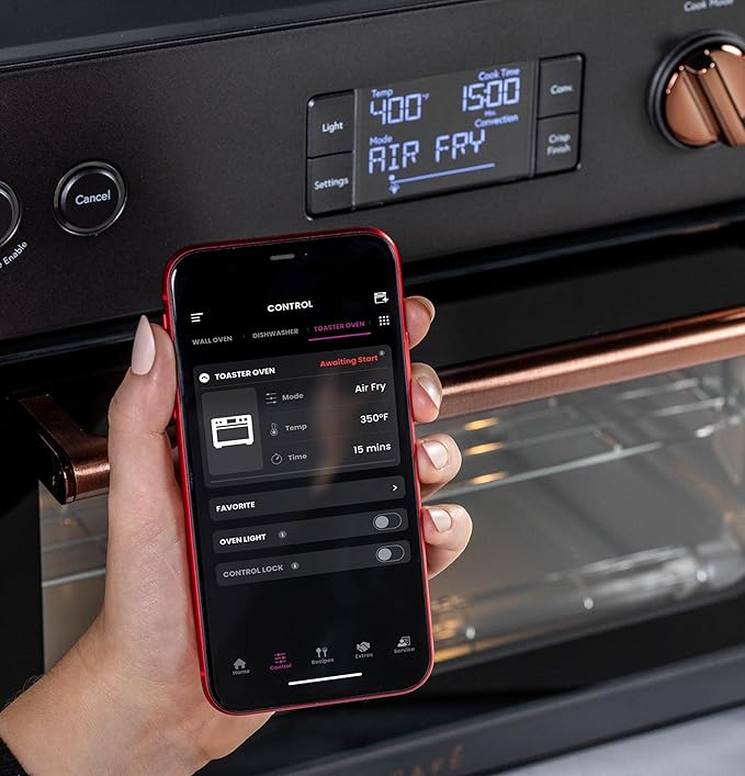 Café Couture Oven with 14 essential cooking modes, including Air Fry, CrispFinish, Bake, Broil, Roast, Toast, Pizza, WiFi & Smart Connected, Voice Control, Countertop Small Appliances, Matte Black