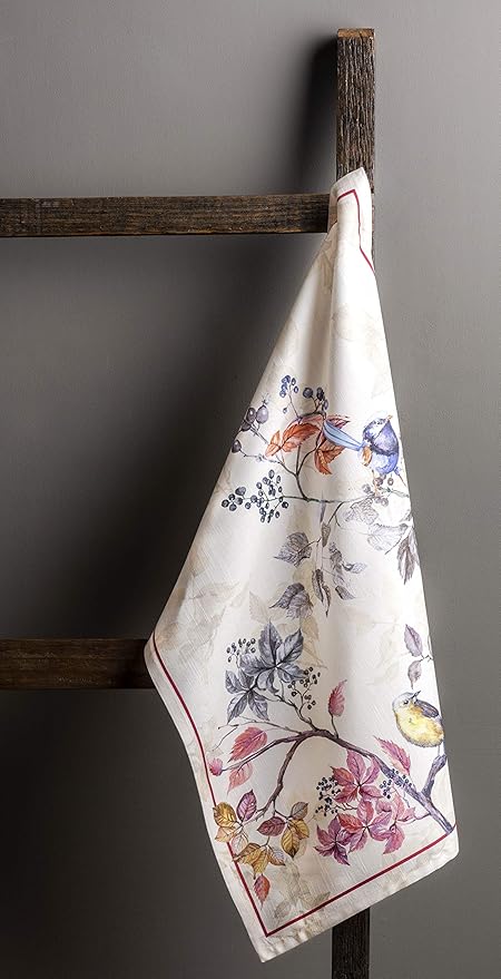 Maison d' Hermine Kitchen Towels Set of 3 100% Cotton 20" x 27.5" Reusable Cloth Tea Dish Towels Absorbent with Hanging Loop for Kitchen Dining Thanksgiving Christmas Decorations (Equinoxe - Beige)