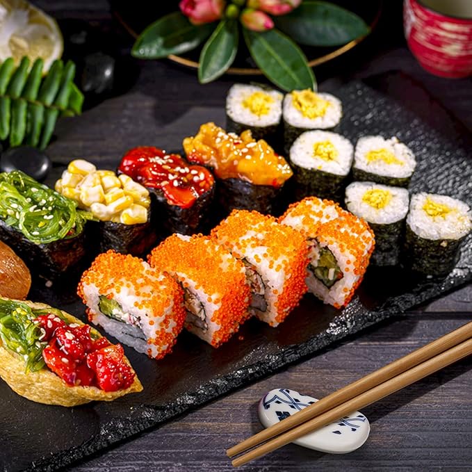 Sushi Making Kit, Pro Sushi Maker Bazooker Roller Kit with Guide Includes Bamboo Mat, Cutting Mold, Sushi Knife, Onigiri Mold, Chopsticks, Sauce Dishes, Rice Spreader&More All You Need DIY Sushi Gift