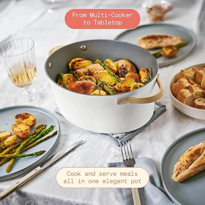 Beautiful 10-in-1, 6-Qt Electric Multi-Cooker | Programmable Touch Display | 7 Presets up to 400 °F | Sear Slow-Cook Steam Rice Warm | Oven-Safe Pot & Lid (White)