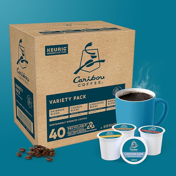 Caribou Coffee Single Serve Keurig K-Cup Pod Variety Pack, Light, Medium, and Dark Roast Coffees, 40-Count Box(Pack of 1)