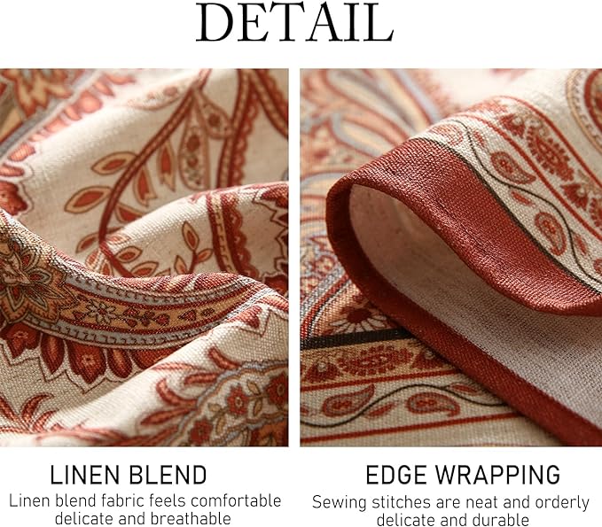 Design Linen Tablecloth for Round Tables,Paisley Style Table Cloth with Cashew Pattern,Heavy Durable Table Cover for Dining Thanksgiving Kitchen Decor Party Christmas,Diameter 67"