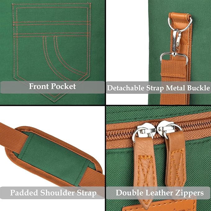 Tirrinia 4 Bottle Wine Gift carrier - Insulated & Padded Portable Wine Carrying Cooler Tote Bag for Travel, BYOB Restaurant, Wine Tasting, Party,Gift for Wine Lovers, Green