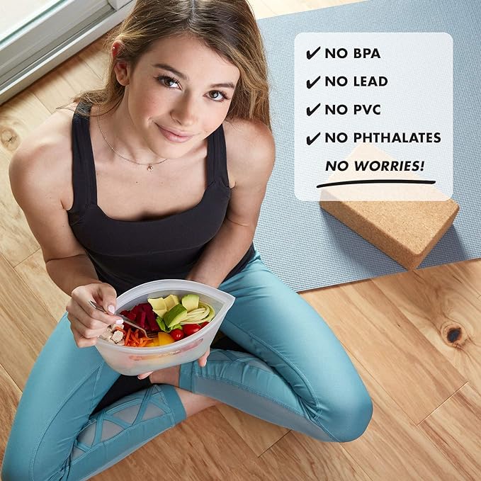 Zip Top Reusable Food Storage Bags | Snack Bag [Lavender] | Silicone Meal Prep Container | Microwave, Dishwasher and Freezer Safe | Made in the USA