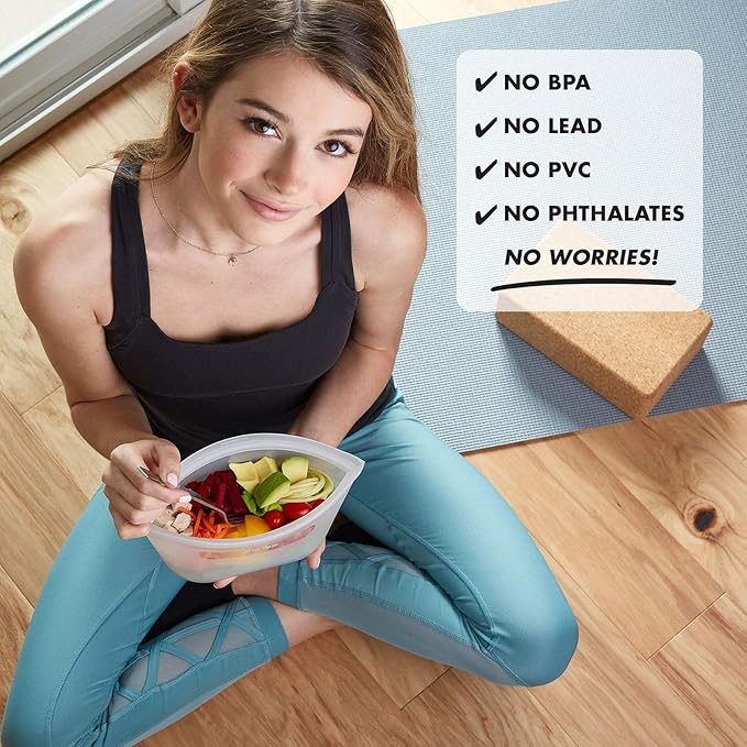 Zip Top Reusable Food Storage Bags | 2 Bag Set [Lavender] | Silicone Meal Prep Container | Microwave, Dishwasher and Freezer Safe | Made in the USA