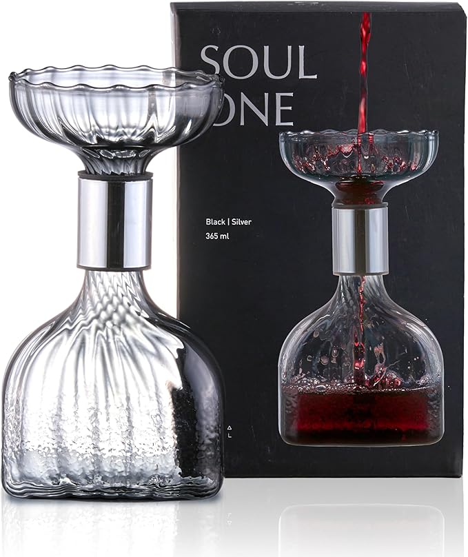SOUL ONE Wine Decanter, Personal Portable Decanter(365ml), 100% Lead-free, Wine Gift, Wine Accessories, for Business Trip, Picnic,Sharing with Friends and Solitary Moment_Patterned