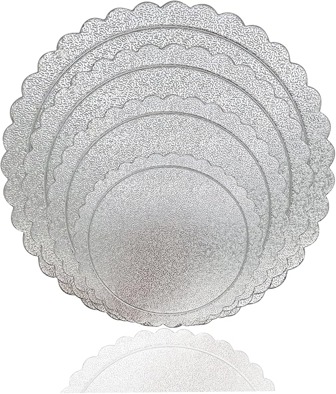4 Pcs Cake boards, 6, 8, 10 and 12 Inch Cake Base Cardboards, Cake Circle Base for Cake Decorating, Silver