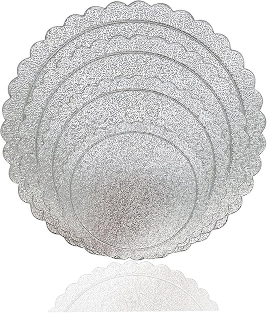 4 Pcs Cake boards, 6, 8, 10 and 12 Inch Cake Base Cardboards, Cake Circle Base for Cake Decorating, Silver