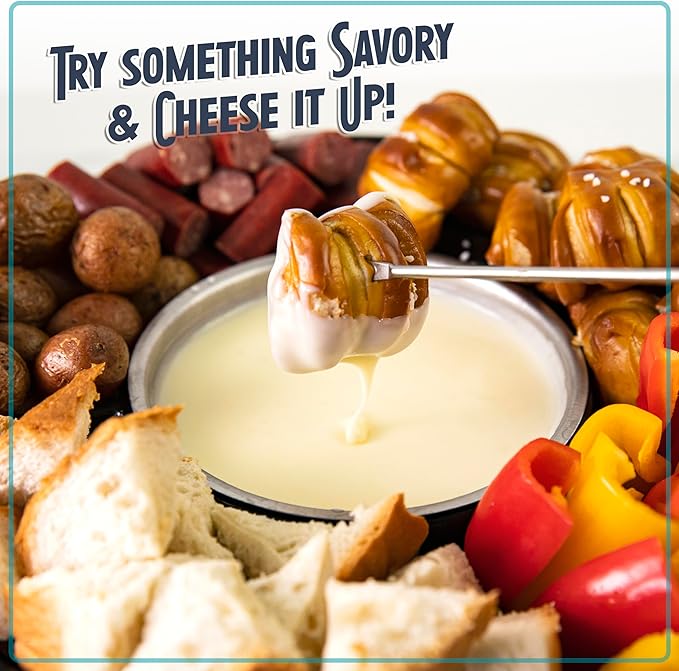 Nostalgia Electric Fondue Party Set – 10 oz Melting Pot, 4 Roasting Forks, & Detachable Serving Tray – Melted Cheese, Chocolate, or Dessert – Perfect for Gifts, Parties, Date Night – Black