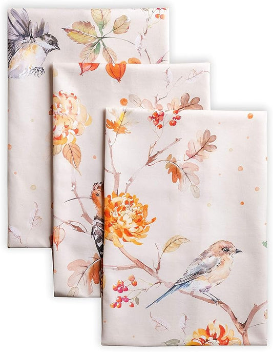 Maison d' Hermine Kitchen Towels Set of 3 100% Cotton 20" x 27.5" Reusable Cloth Tea Dish Towels Absorbent with Hanging Loop for Kitchen Dining Thanksgiving Christmas Decorations (Kelim - Prairie)