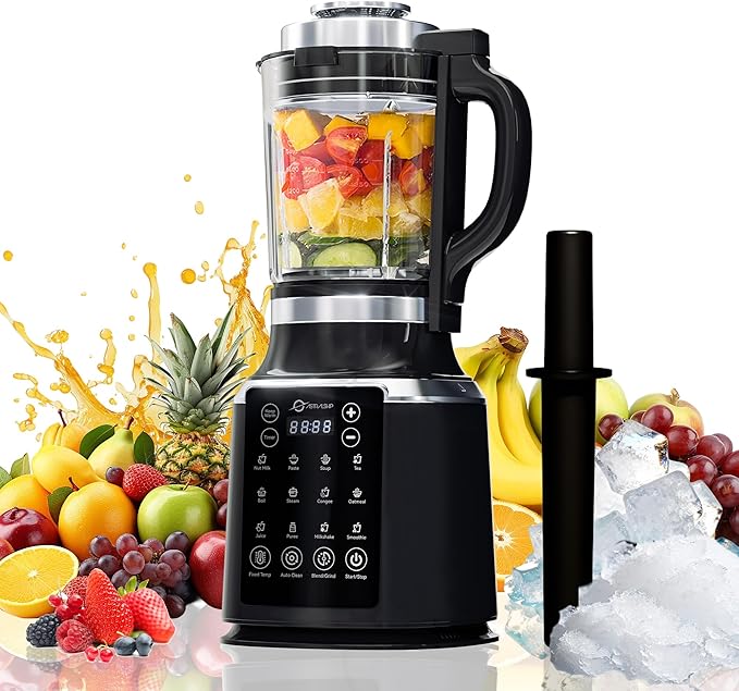 Glass Blenders for Kitchen with Tamper, Blender for Smoothies, Professional Blenders 1500W Motor, 9 Adjustable Speeds, 14 Preset Programs, High-Speed Heating Blender for Nut Milk, Soups, Sauces & More