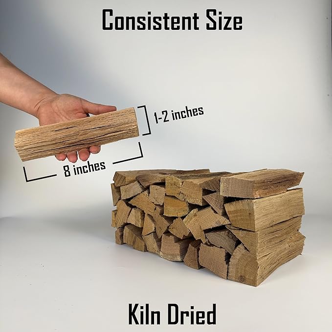 Pizza Oven Wood Kiln Dried Mini Split Oak 8"" inch Long Pizza Wood for Cooking, Grilling or Smoking 1,248 cu. in. of Oak Wood for Mini Wood Stove Cooking Wood, Smoking Wood, Brown