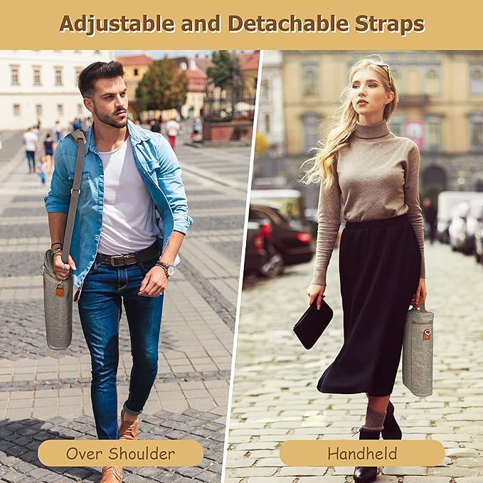 Tirrinia 2 Bottle Wine Gift Tote Carrier - Leakproof & Insulated Padded Versatile Wine Cooler Bag for Travel, BYOB Restaurant, Wine Tasting, Party, Dinner,Gift for Wine Lovers,Grey