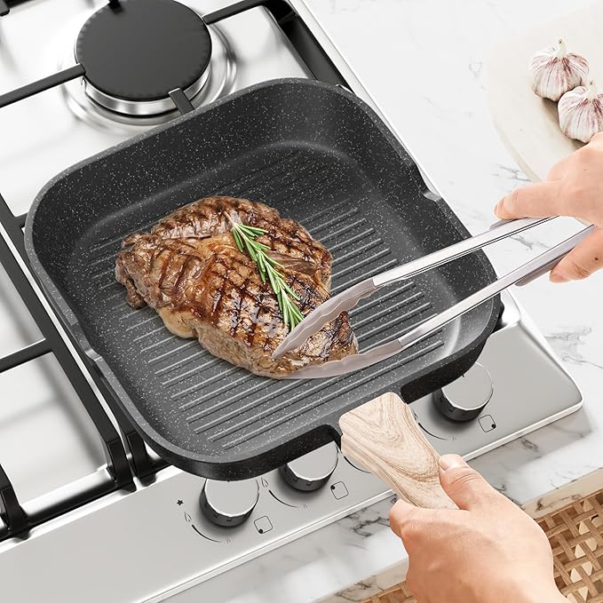 Caannasweis Pots and Pans Set, Nonstick Kitchen Cookware Sets, Granite Pot and Pan, Cooking Pans Pots Set (Classic Black, 20 Piece Cookware set)