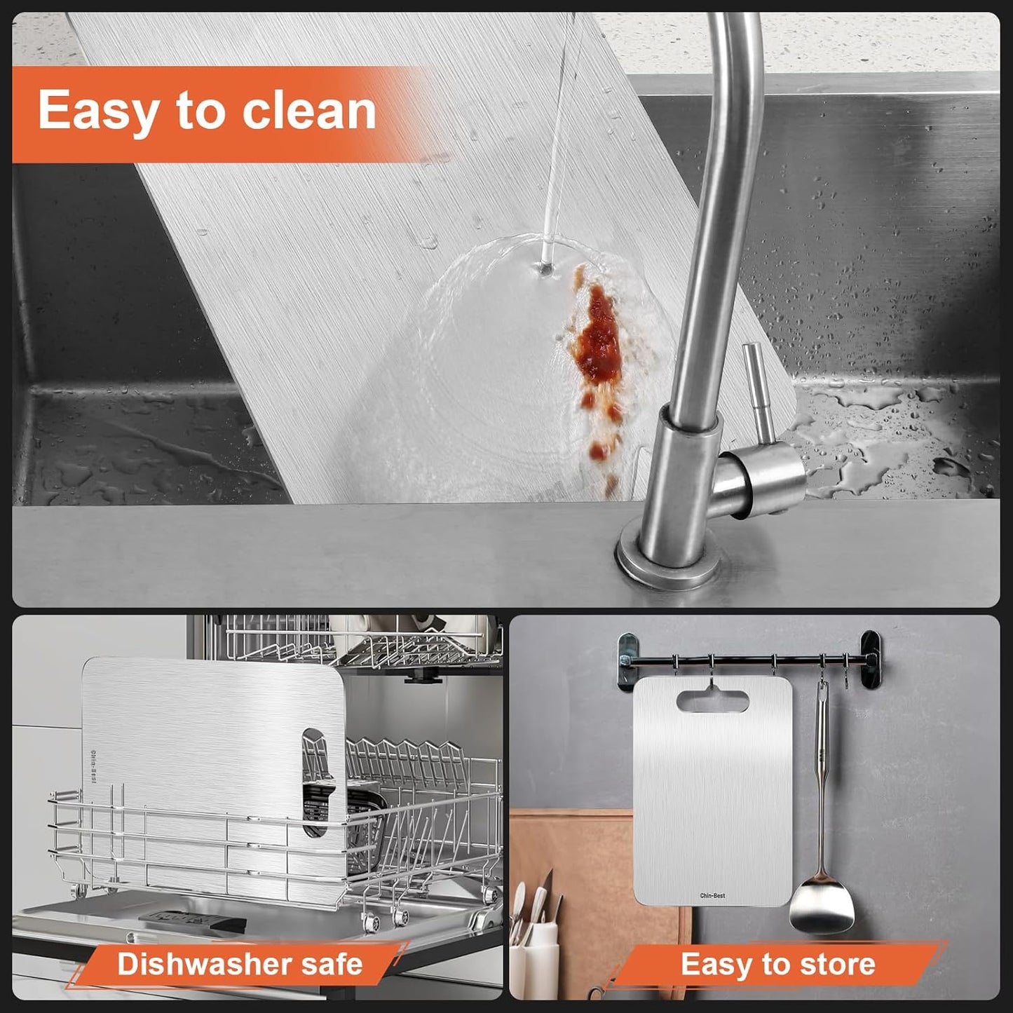 Titanium Cutting Boards For Kitchen, Double-Sided Food-Grade Kitchen Stainless Cutting Board, Non-Toxic & Non-Slip, Dishwasher Safe, Ideal For Indoor, Outdoor, Camping & Bbq Parties, S 11.5" * 8"