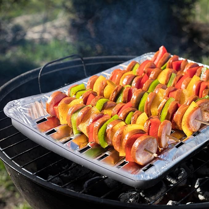 PLASTICPRO Aluminum Pans 100 Pack Disposable Cookie Sheets 13 x 17 Baking Pans Premium Quality Heavy Duty Sheet Pans