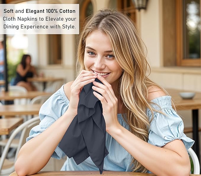 Ruvanti Cloth Napkins Set of 6, 18x18 Inches, 100% Cotton, Washable, Soft & Absorbent, Perfect for Wedding, Christmas, ‎Thanksgiving Dinners - Ombre Blue