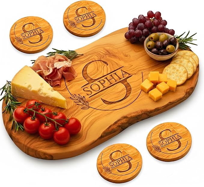 Personalized Olive Wood Cutting Board - Custom Engraved Charcuterie Boards, Housewarming, New Home, Gifts for Women, Friends, Wedding, Bridal Shower, Engagement, Christmas, Anniversary, Family