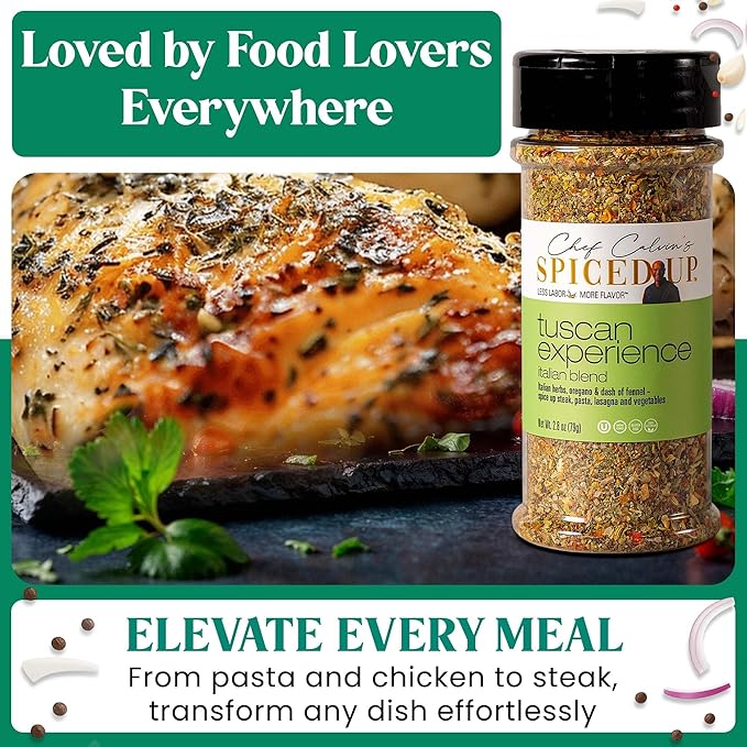 3 Pcs Spiced Up Tuscan Experience Seasonings and Spices for Cooking, Italian Herbs and Spices with Garlic, Funnel & Tomato, Tuscan All Spice Seasoning Dried Italian Seasoning Mix for Pasta - 2.8 Oz