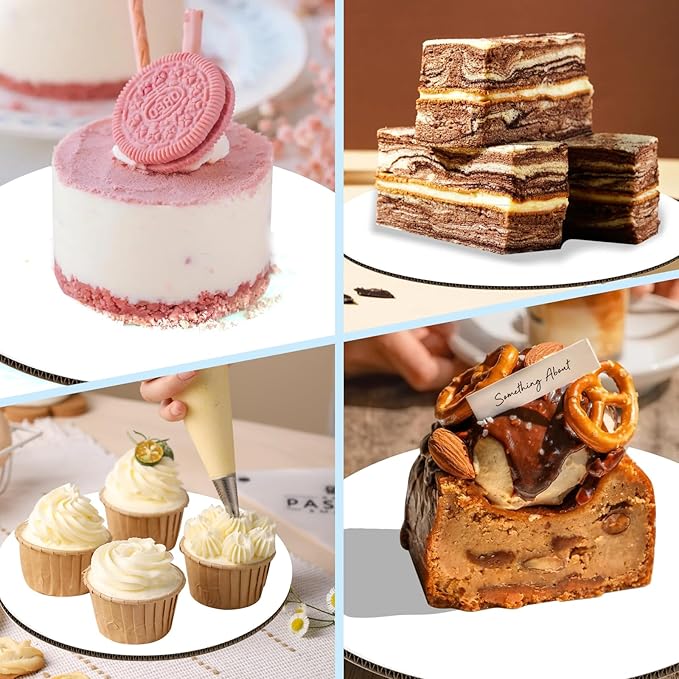 JCD 70 Packs Cake trays, 8inch Round Cake Board, Waxed Greaseproof finish Cake Base,Sturdy Corrugated Cake Board,（Thinner But Stronger-White (White, 8inch/70Pcs)