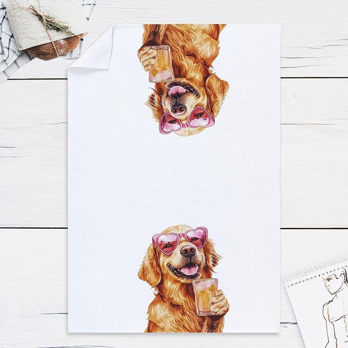 Cabana Bro Golden Retriever Gifts Kitchen Towels, Golden Retriever Gifts for Women Men Decorative Hand Towels for Bathroom, Funny Goldie Cocktail Tequila Beer Dish Tea Towels for Kitchen, 16x24 Inch