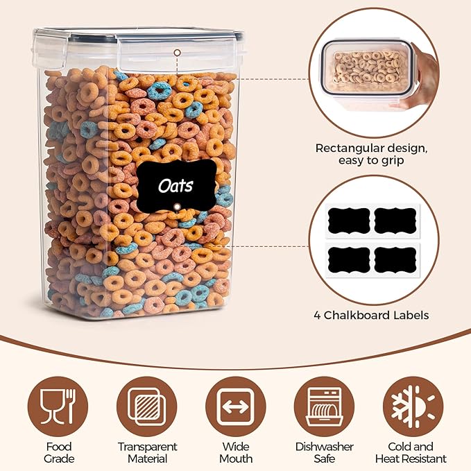 ComSaf Food Storage Containers with Lids Set of 3 (2L/2.1Qt) (1.4L/1.5Qt) (0.8L/0.8Qt), Airtight Food Storage Container, Plastic Canister Sets for Kitchen, Pantry Organizer for Sugar, Cereal and Snack
