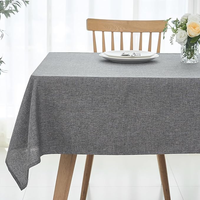 maxmill Square Linen Tablecloth Water Resistance Antiwrinkle Spillproof Stain Proof Fabric Table Cloth, Decorative Fabric Table Cover for Banquet Party Event Holiday Dinner, 70 x 70 Inch, Dark Grey