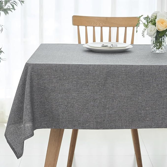 maxmill Square Linen Tablecloth Water Resistance Antiwrinkle Spillproof Stain Proof Fabric Table Cloth, Decorative Fabric Table Cover for Banquet Party Event Holiday Dinner, 70 x 70 Inch, Dark Grey