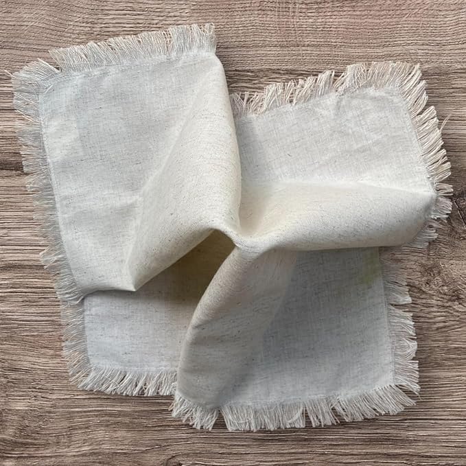 Bedding Craft Linen Flax Cotton Cloth Napkins 18x18 Set of 72 – Natural Fabric with Fringed Corners – Machine Washable Dinner Napkins for Weddings, Baby Showers, Parties & Table Décor (6 Dozen)