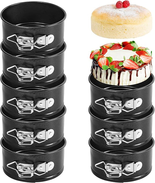 Sunnyray 25 Pcs 4 Inch Springform Pan for Baking Mini Cheesecake Pans with Removable Bottom Nonstick Leakproof Round Cake Mold Spring Form Molds for Mini Cheesecake Pizza and Quiches (Black)