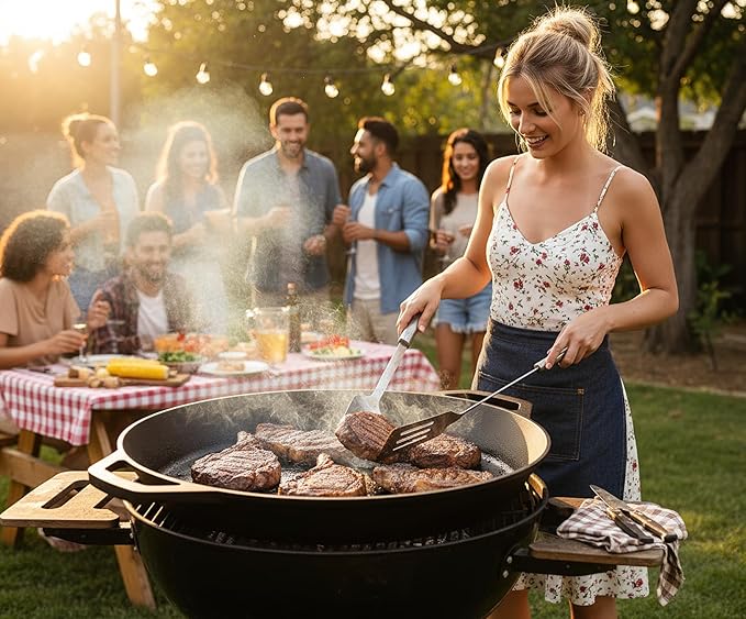 20-inch Pre-Seasoned Cast Iron Skillet - Dual Assist Handles - Nitrided Rust-Proof - For Oven, Stovetop, Grill & Campfire