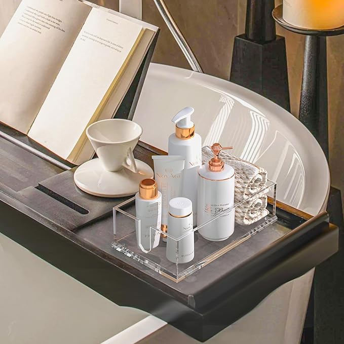 Napkin Holder for Table, Acrylic Guest Towel Holder for Bathroom, Clear Disposable Paper Hand Towels Tray for Kitchen, Buffet Napkin Paper Tray Napkin Caddy for Home Party 0.16+0.31in Thickness