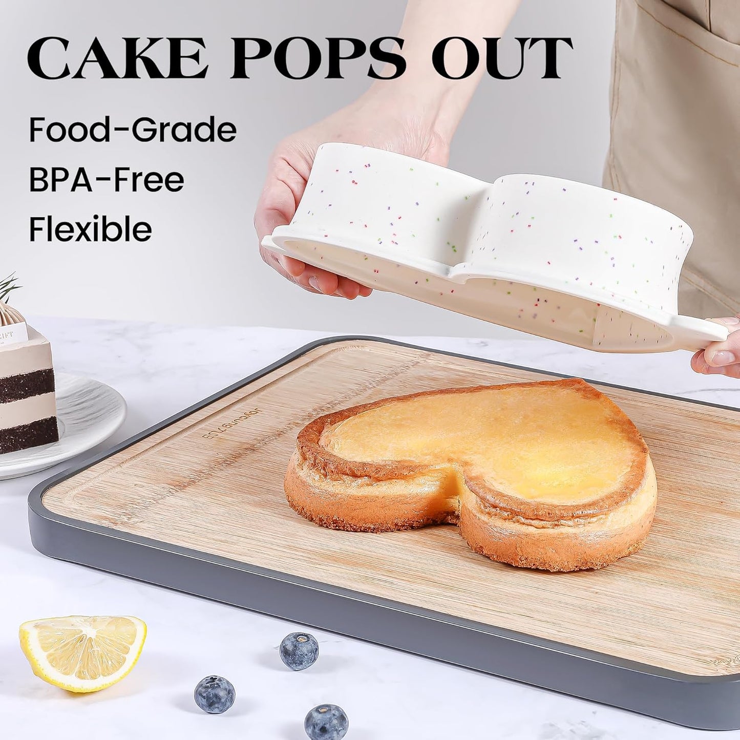 10 Inch Heart Shaped Silicone Cake Pan with Metal Reinforced Frame, Nonstick, Cream, 1 Pc