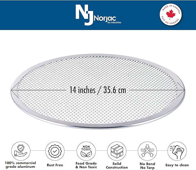 Norjac 14 Inch Pizza Pan Set of 3 – Screen, Perforated, and Solid Aluminum Pans for Oven, Durable, Rust-Free, Long-Lasting