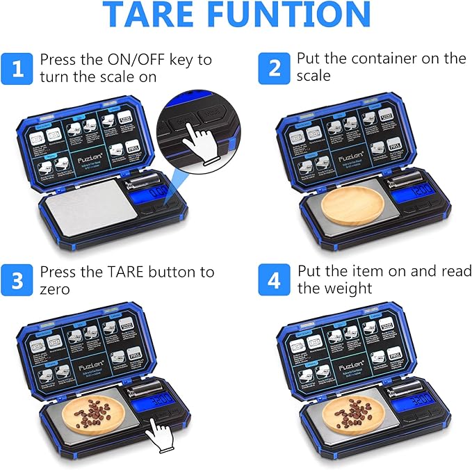 Fuzion TU-X Digital Pocket Scale, 200g/0.01g Gram Scale with 6 Units for Personal Hobbies, Small Scale for Food Ounces and Grams, Measuring Jewelry, Herb, Powder