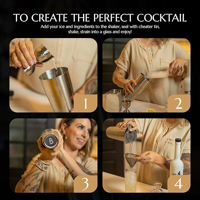 Bull in China 2-Piece Cocktail Shaker Copper - 28 oz Weighted Shaker & 18oz Weighted Cheater Tin, Professional Grade Bar Shaker, Premium Cocktail Shaker Set for Professional & Home Bartenders