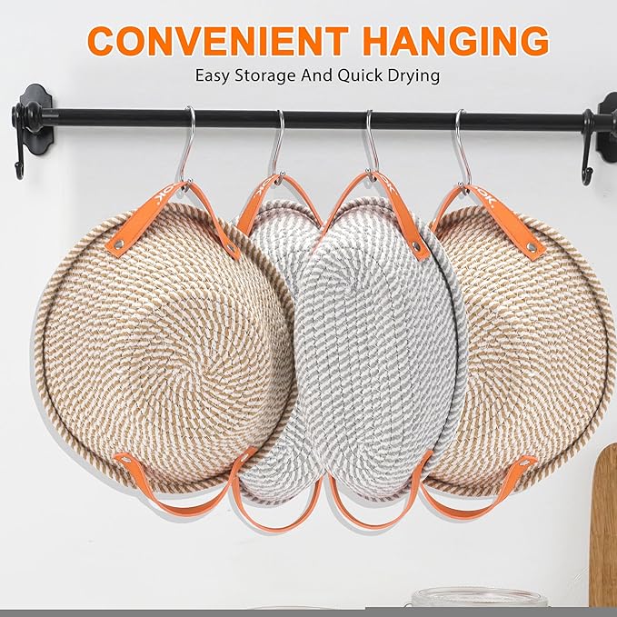 Sourdough Starter Kit,10 Inch Round & 9 Oval Cotton Rope Banneton Bread Proofing Basket with Bread Lame, Scraper,Sling, Dough Whisk,Perfect Gifts for Bakers Sourdough Bread Baking Supplies