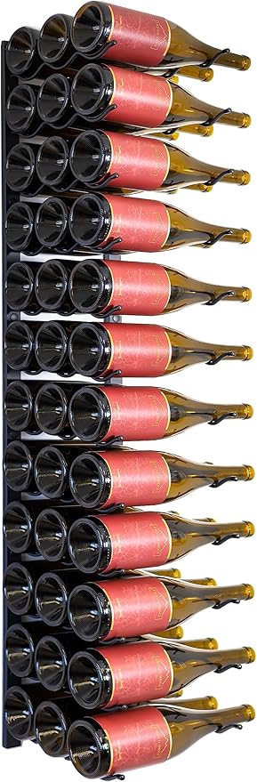 Premium Wall Mounted Metal Wine Rack - 36 Wine Bottles Holder - Modern Wine Rack, Matte Black - Space Saving for Home, Kitchen, Bar - Designed in Canada by Wine Enthusiasts
