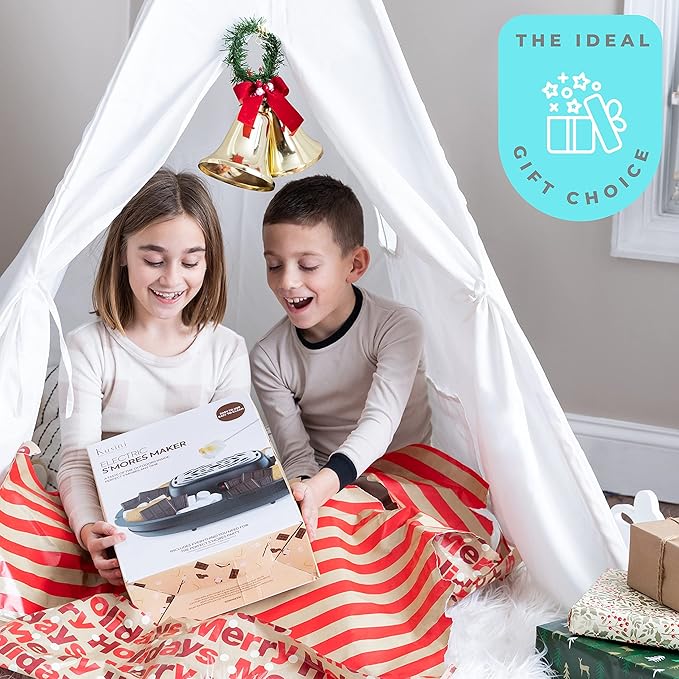 Kusini Smores Maker Tabletop Indoor - Flameless Electric Marshmallow Roaster – 4 Detachable Trays & 4 Roasting Forks – Gift Set & Date Night Idea. Movie Night Supplies & Housewarming Gift