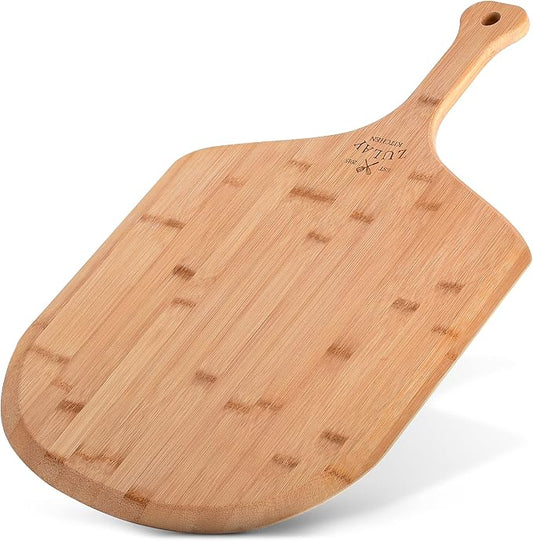Zulay Kitchen Bamboo Pizza Peel – Large 15” Wooden Pizza Paddle with Long Handle – Easy-Glide Beveled Edge for Baking, Transferring & Serving – Durable Pizza Board for Oven, Stone & Grill