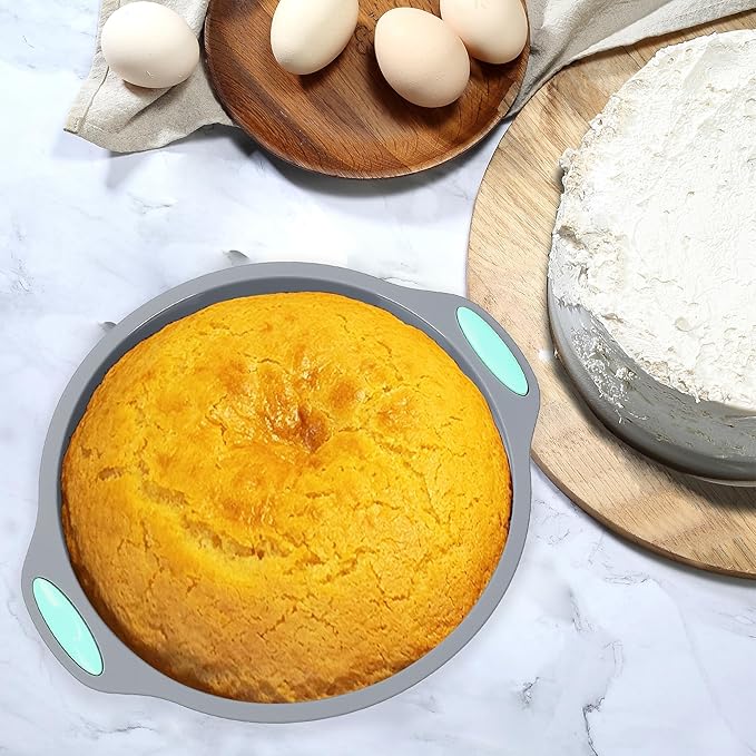 Tongjude 54 Pieces Silicone Baking Pans Set, 10 Silicone Cake Molds, Loaf Pan and Muffin Pans, Non-Stick Baking Cup, with Measuring Cups and Spoons Set, Grey