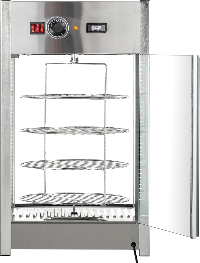 KoolMore 12 in. Commercial Pizza Display Warmer with 4 Rotating Racks in Stainless-Steel, ETL Listed (KM-HPD4-12)