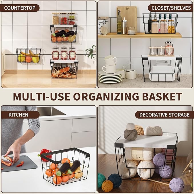 Trash Bag Holder Dispenser 2-Pack, Under Sink Organizer with Wood Lid & Wall Mount, Large Capacity for 13 Gallon Kitchen Trash Bags, Plastic Bag Storage for Laundry Room and Pantry Organization