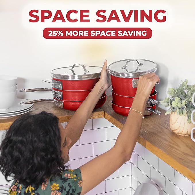 Gotham Steel 10 Piece Pots and Pans Set Non Stick Cookware Set, Kitchen Cookware Sets, Pot and Pan Set, Pot Set, Non Toxic Cookware Set, Frying Pan Set, Dishwasher Safe