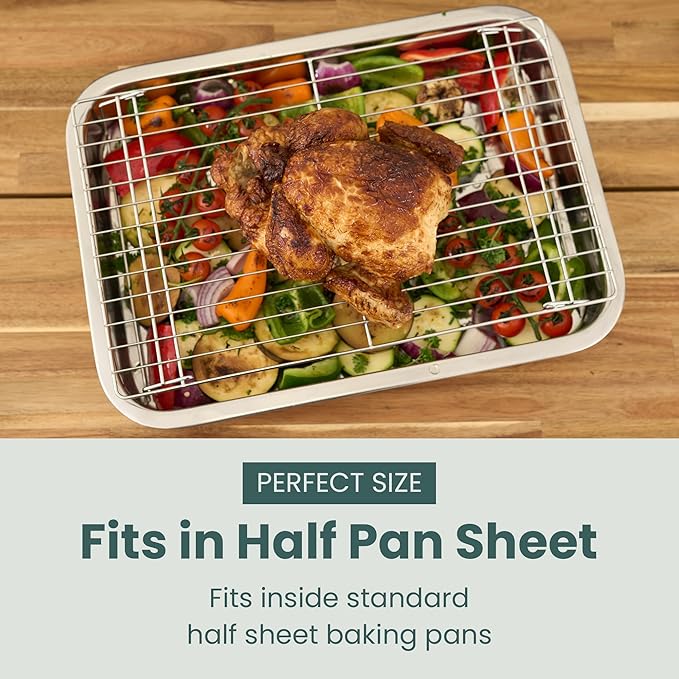 Ultra Cuisine Heavy Duty 3 Tiers, 16" x 10" Cooling Rack for Cooking and Baking - Professional Grade Premium 100% Stainless Steel Baking Rack & Wire Cooling Mesh - Dishwasher Safe - Pack 3