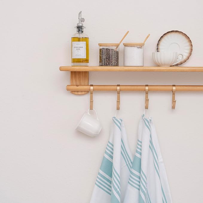 Aqua Stripes Cotton Kitchen Towels - 100% Cotton, 6 Pack, 30"x20", Absorbent, Lightweight, Lint-Free, Washable, Reusable and Quick-Dry Dish Towels with Hanging Loop (Aqua)