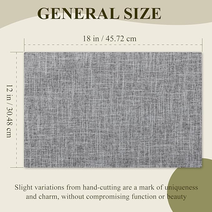 KXN Placemats Set of 4, Dual-Layer Thickened Faux Linen Table Mats, Heat Resistant & Wrinkle-Free, Machine Washable Cloth Place Mats for Kitchen Dining Indoor Outdoor (Light Grey)
